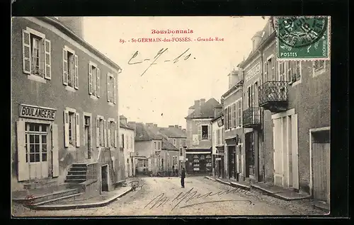 AK St-Germain-des-Fossés, Grande-Rue, Strassenpartie