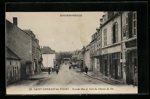 AK St-Germain-des-Fossés, Grande-Rue et Pont du Chemin de Fer