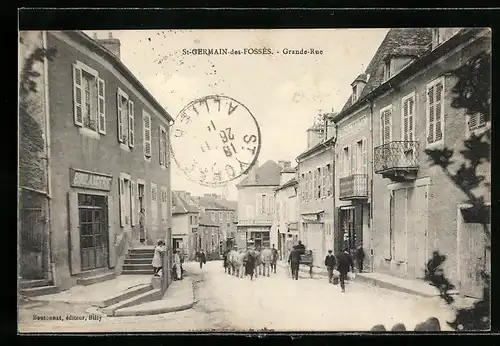 AK St-Germain-des-Fossés, Grande-Rue, Strassenpartie