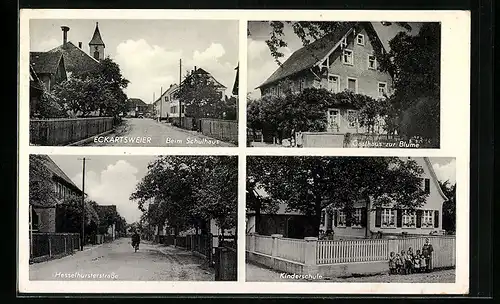 AK Eckartsweier, Gasthaus zur Blume, Kinderschule, Hesselhursterstrasse