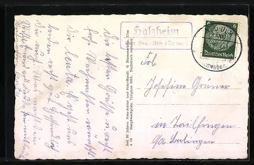 AK Holzheim b. Neu-Ulm, Uferpartie, Strassenpartie, Ortspartie