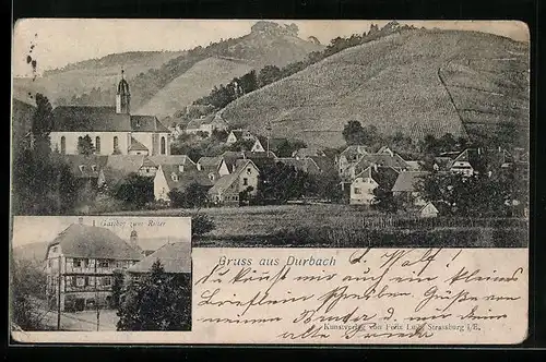 AK Durbach, Ortsansicht und Gasthof zum Ritter