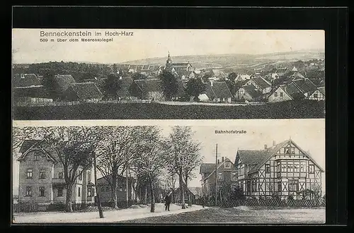 AK Benneckenstein im Hoch-Harz, Teilansicht, Bahnhofstrasse
