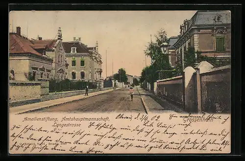 AK Grossenhain, Langestrasse mit Amalienstiftung und Amtshauptmannschaft