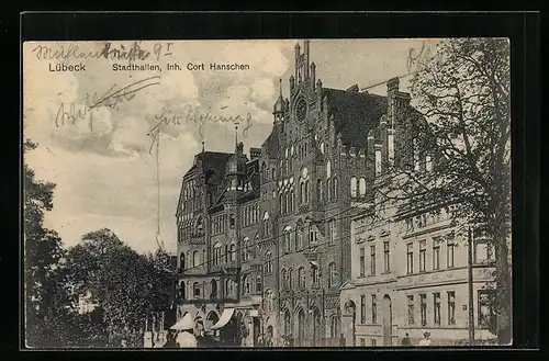 AK Lübeck, Cafe Stadthallen von Cort Hanschen