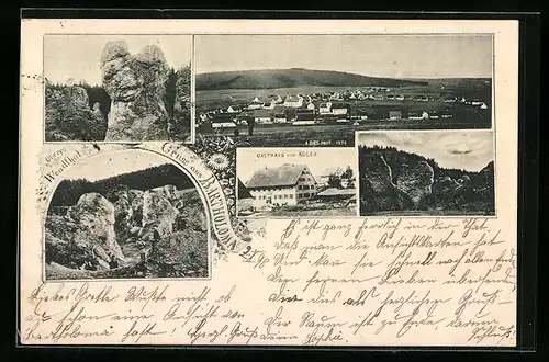 AK Bartholomä, Gasthaus zum Adler, Panorama und Felsformationen