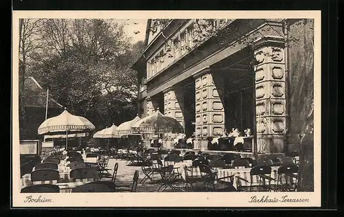 AK Bochum, Cafe Parkhaus-Terrassen im Sonnenschein