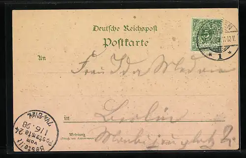 Lithographie Schiffenberg bei Giessen, Innerer Hof, Kapelle, Totalansicht