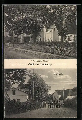 AK Stenderup, J. Andresen`s Gehöft, Dorfstrasse