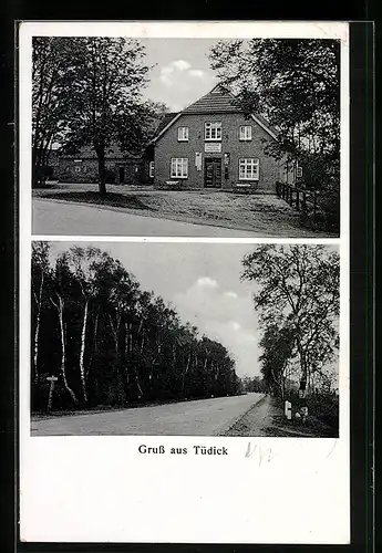 AK Tüdick bei Wardenburg /Oldb. Land, Gastwirtschaft zum Tüdick H. Brandes, Landstrassen-Partie