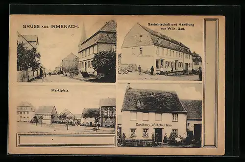 AK Irmenach, Gastwirtschaft und Handlung von Wilhelm Gass, Gasthaus Wilhelm Hahn, Marktplatz