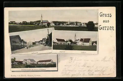 AK Gerzen, Hofwirt und Schloss, Schlossmühle mit Electricitätswerk, Hofmarkt