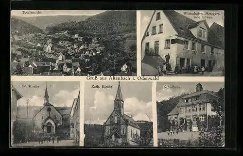 AK Altenbach i. Odw., Gasthaus zum Löwen, Kath. und Ev. Kirche, Totalansicht