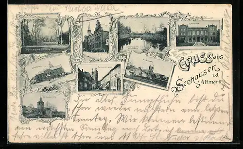 AK Seehausen i.d. Altmark, Gymnasium, Marktplatz, Rathaus