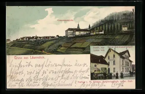 AK Löwenstein, Gasthaus zur Linde, Gesamtansicht