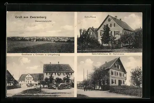 AK Zwerenberg, Gasthaus zum Ochsen, Geschäftshaus W. Hammann