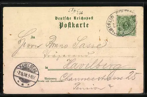 Lithographie Jüterbog, Gasthaus Heuschteckslust mit Besuchern