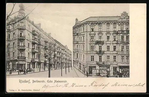 AK Rixdorf-Neukölln, Berlinerstrasse Ecke Mainzerstrasse