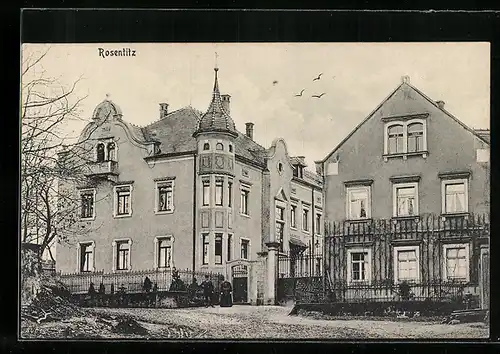 AK Rosentitz, Haus mit Schmuckgiebel und Ecktürmchen
