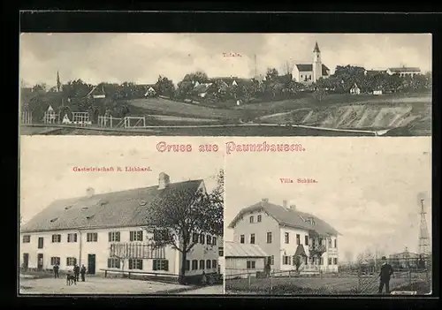AK Paunzhausen, Gasthaus von R. Liebhard, Villa Schätz