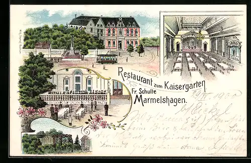 Lithographie Marmelshagen, Restaurant zum Kaisergarten