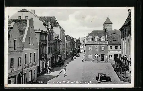 AK Guhrau Bez. Breslau, Markt mit Posenerstrasse