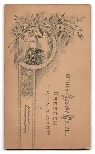Fotografie Gustav Wetzel, Dresden, Pragerstr. 7, Junge Dame mit zurückgebundenem Haar