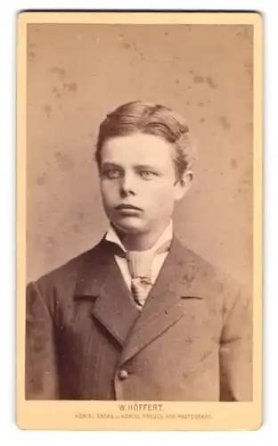 Fotografie W. Höffert, Dresden, See-St. 10, Junger Mann im Anzug mit Krawatte