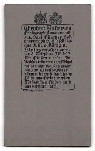 Fotografie Th. Andersen, Stuttgart, Charlottenstrasse, Kleines Kind m weissen Kleid