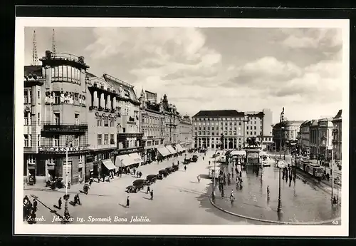 AK Zagreb, Jelacicev trg. Spomenik Bana Jelacica