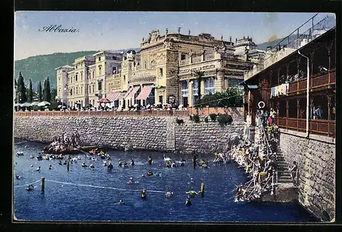 AK Abbazia, Ortsansicht mit Badestelle