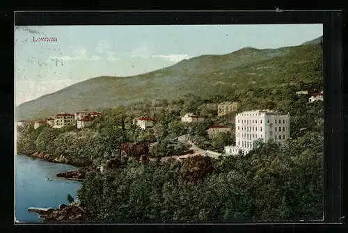 AK Lovrana, Villenviertel am Strand