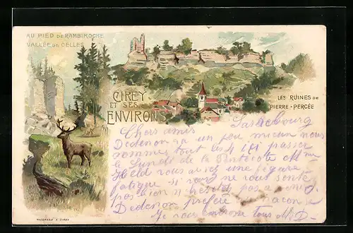 Lithographie Pierre-Percée, Au pied de Rambiroche Vallée de celles