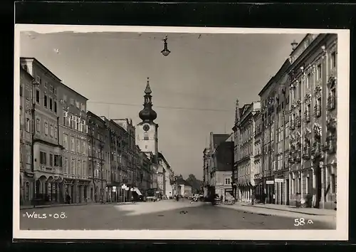 AK Wels, Strassenpartie mit Geschäften