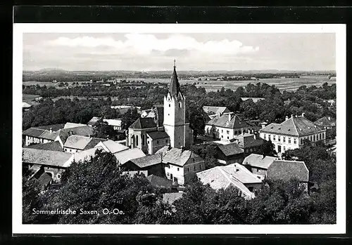 AK Saxen, Ortsansicht mit Kirche