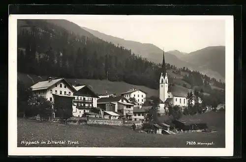 AK Hippach im Zillertal, Ortsansicht mit Kirche
