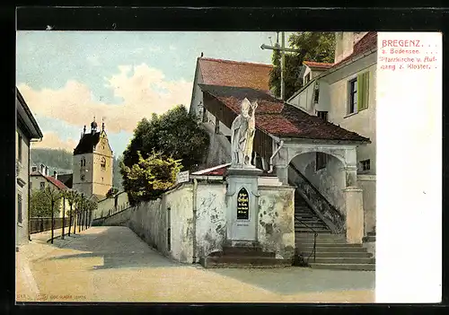 AK Bregenz, Pfarrkirche und Aufgang zum Kloster