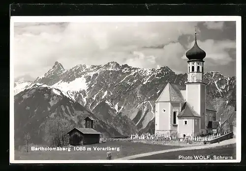 AK Bartholomäberg /Vorarlberg, Ortsansicht mit Friedhof und Kirche