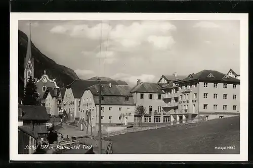 AK Bad Ischgl, Strassenpartie mit Kirche