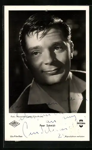 AK Schauspieler Peer Schmidt mit Autograph