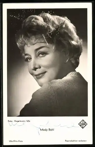 AK Schauspielerin Mady Rahl mit Autograph