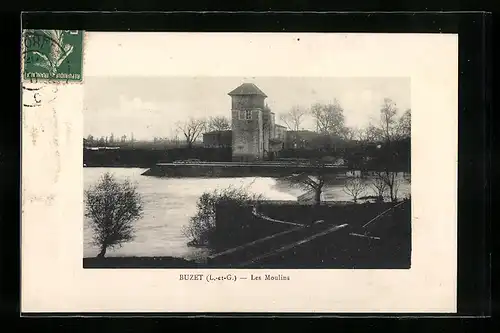 AK Buzet, Les Moulins vom Ufer aus