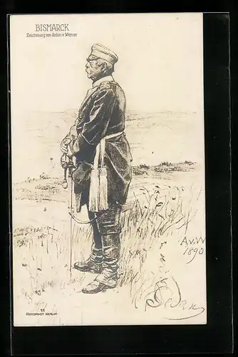 Künstler-AK Anton v. Werner: Bismarck im Feld