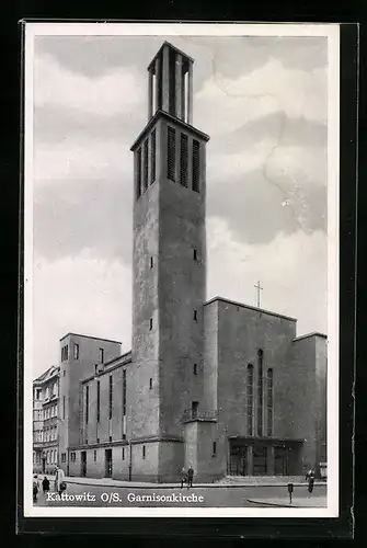 AK Kattowitz, Teilansicht mit Garnisonkirche