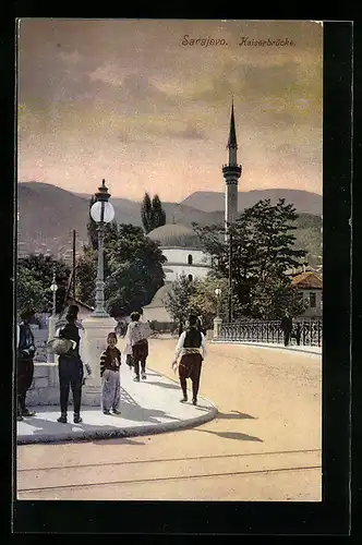 AK Sarajevo, Kaiserbrücke, Minarett