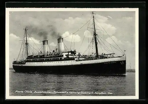 AK Zweischrauben-Motorschiff Monte Olivia, Hamburg-Südamerikanische Dampfschifffahrts-Gesellschaft