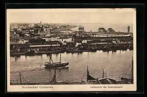 AK Cuxhaven, Teilansicht der Hafenanlage