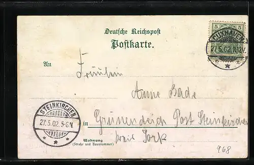 AK Cuxhaven, Seeblick mit Dampfern, Gedicht Die  Alte Liebe 