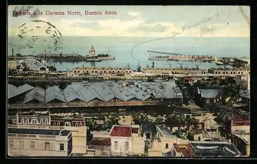 AK Buenos Aires, Entrada à la Darsena Norte, Blick auf den Hafen