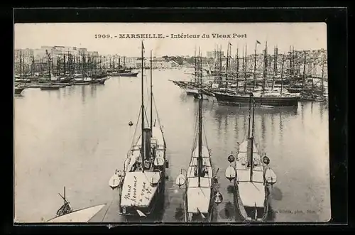 AK Marseille, Intérieur du Vieux Port, Hafen